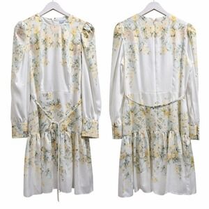 Antonio Melani Alek Long Sleeve Floral Twill Dress Womens 8 Satin Bloomcore